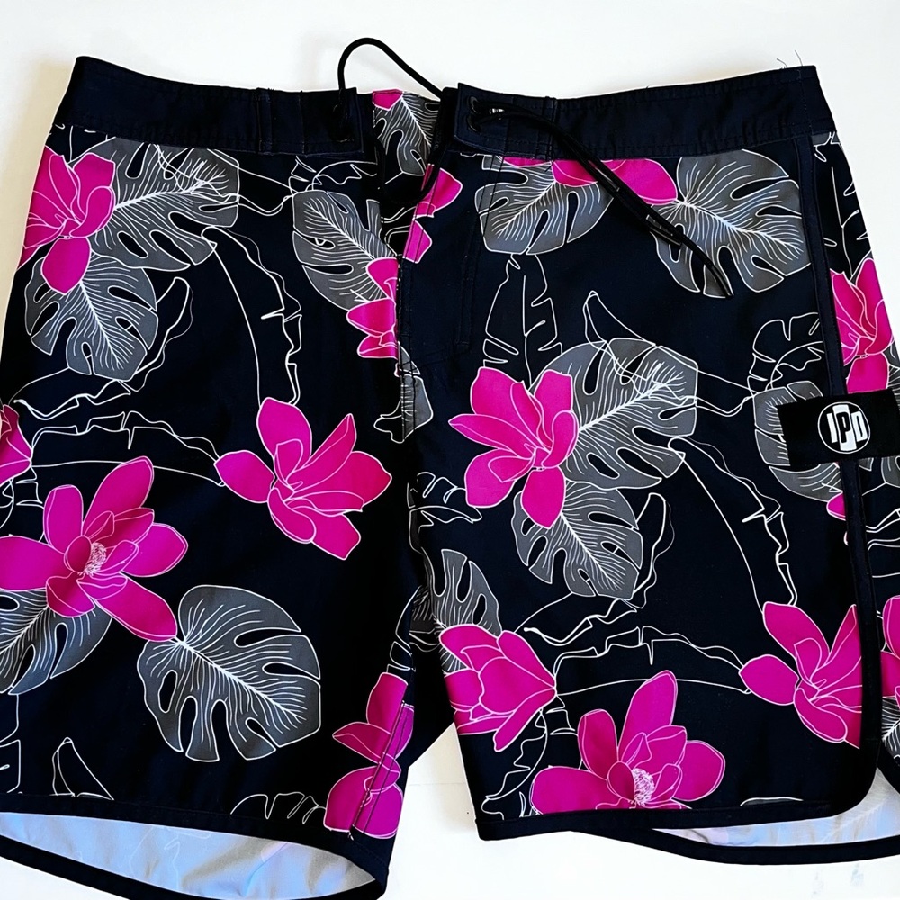 IPD Black and Pink Floral Board Shorts